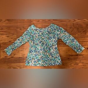 Talbots Blue and Green Floral Long Sleeve Top